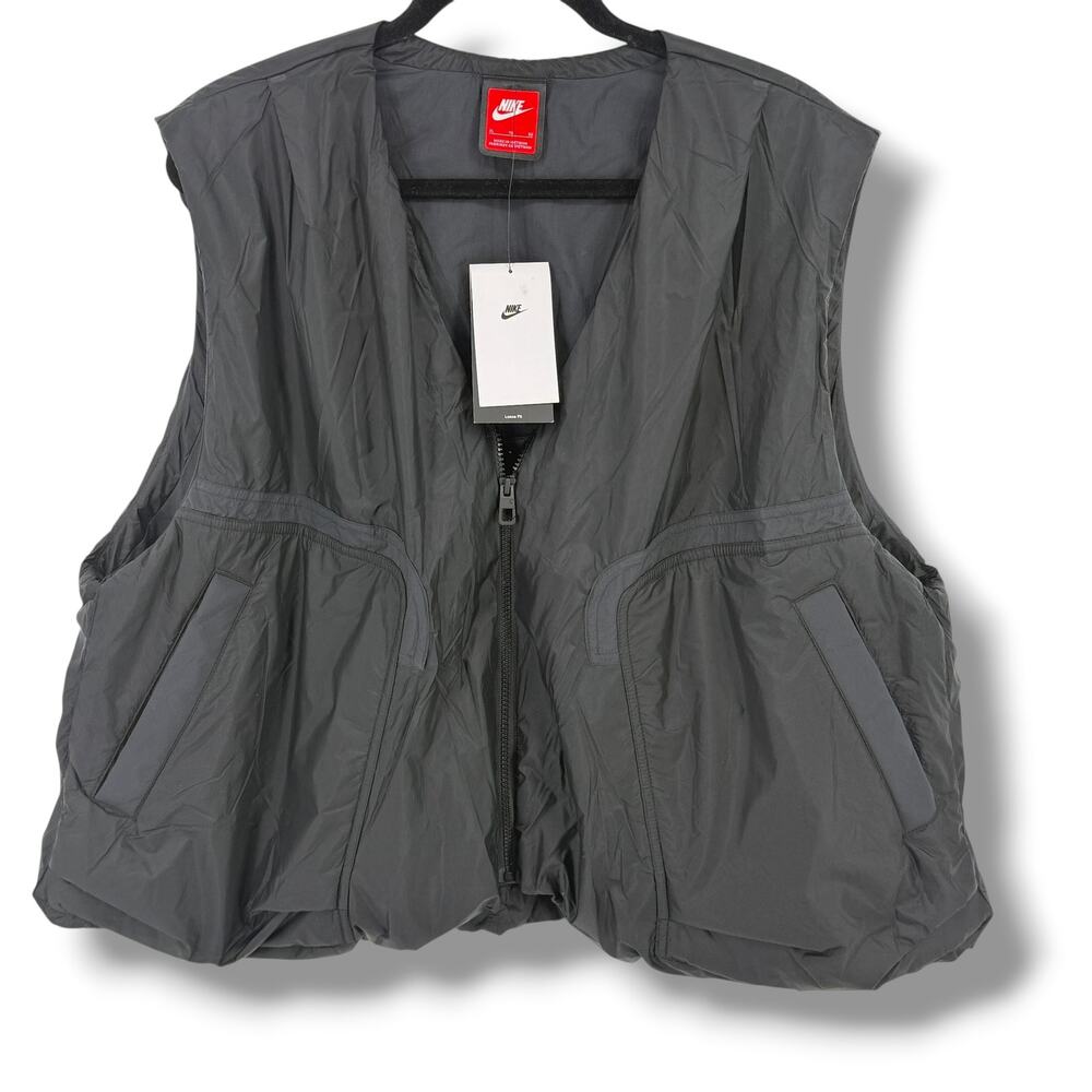 Nike Tech Woven Vest Mens Sz XL Black Bubble Hem With Pockets